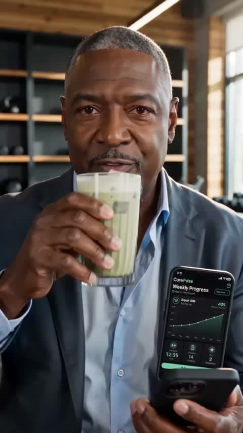 CorePulse — Creator review with the app on screen