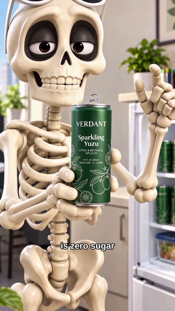 Verdant — A deadpan skeleton swaps three sugary sodas for one sparkling yuzu